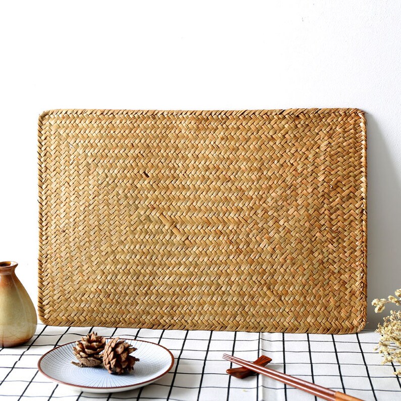 Straw Rattan Wicker Placemat Burlap TexturedTurned Edges Etsy