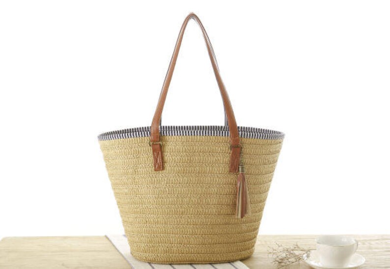 Handmade Straw Bag Summer Straw Handbag Handwoven Straw Tote Etsy