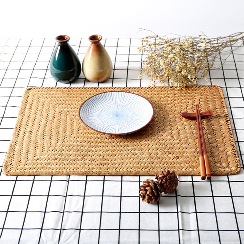 Straw Rattan Wicker Placemat Burlap TexturedTurned Edges Etsy