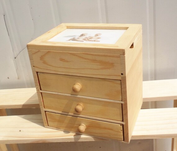 Make Up Box Drawer Boxes Jewelry Box Wood Box With Photo Etsy