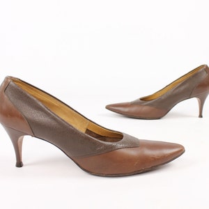 Vintage 50's Brown Leather Pumps 7