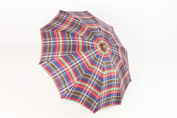 Vintage 30's Plaid Umbrella Parasol 1930's