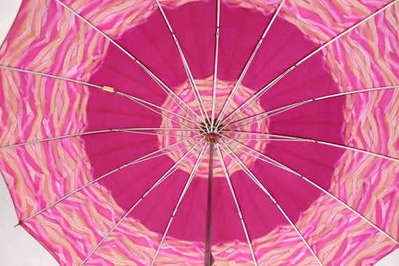 Pierre Cardin Wood Handled "P" Monogram Umbrella Vintage 1970s  u-5A