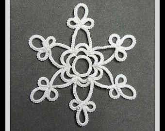 PATRÓN, copo de nieve de frivolité, frivolité con aguja, patrón original ESTRELLA