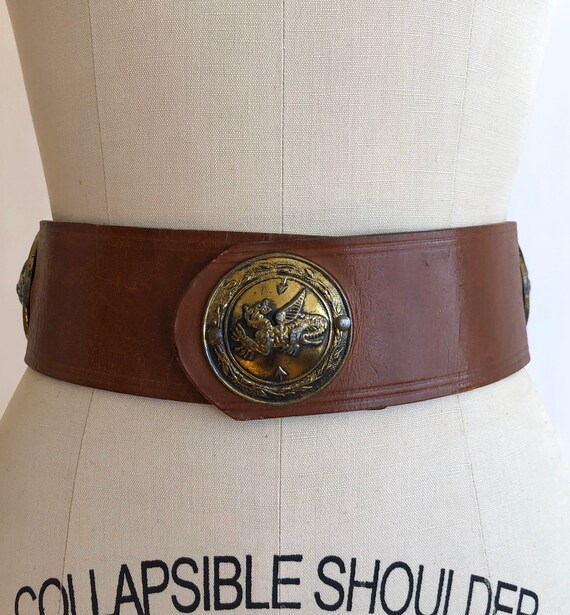 1950s leather belt S ~ vintage Griffin novelty bel