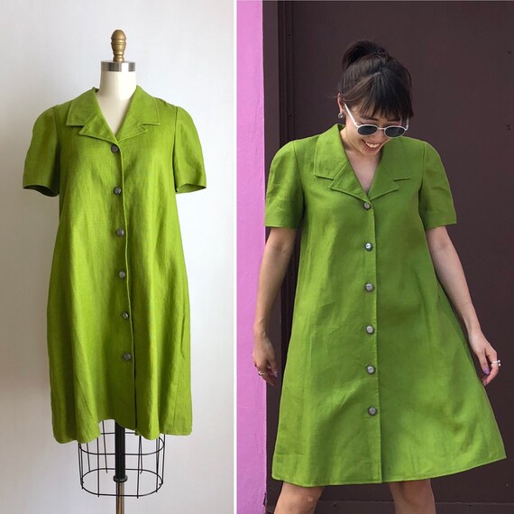lime green linen dress