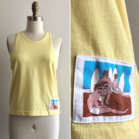 SALE 90s surfer tank M ~ vintage novelty racerback