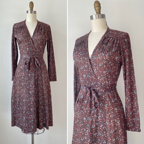70s Lanz Originals wrap dress S ~ vintage floral c