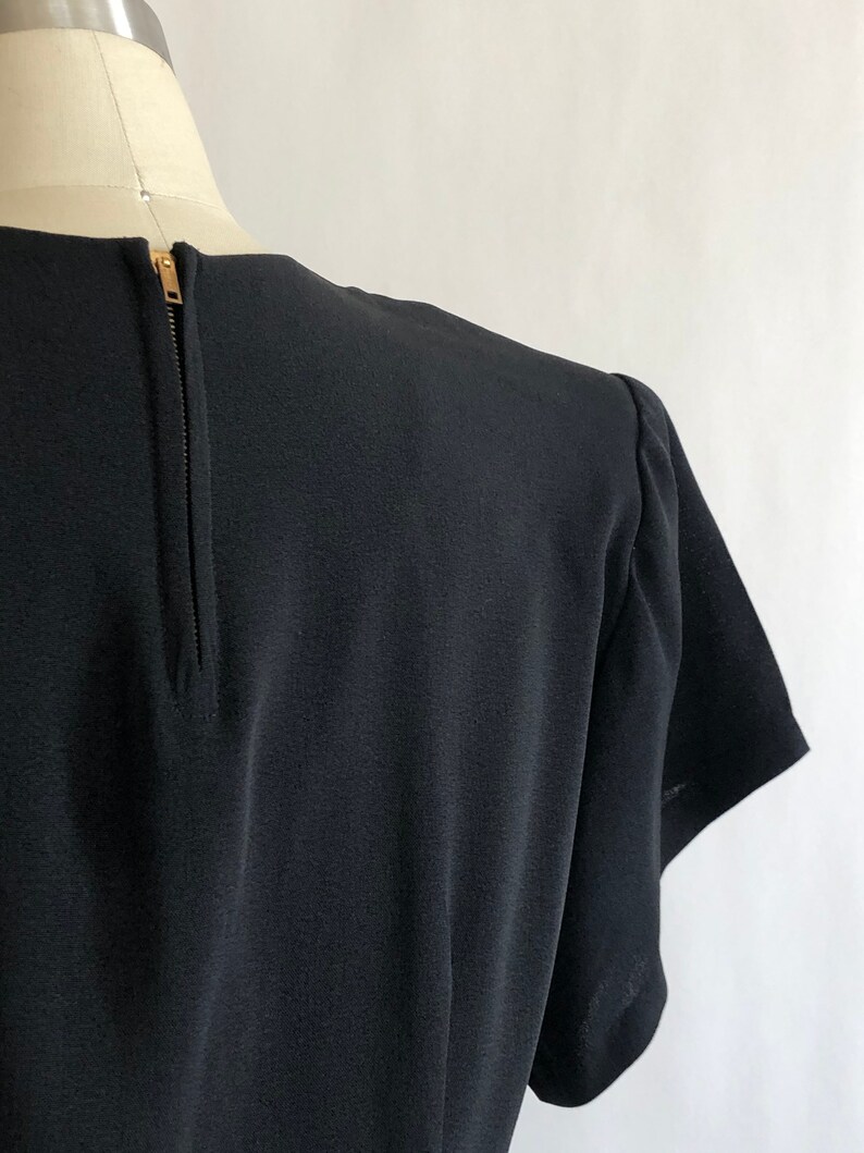 1940s sequin evening dress ML ~ vintage black rayon dress
