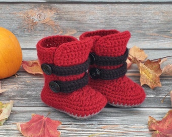 Crochet Baby Boots - Baby Winter Boots - Infant Boots - Baby Strappy Boots - Baby Boy Boots - Baby Girl Boots - Newborn Baby Boots