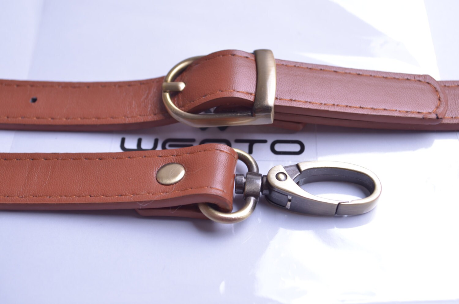  Wento 1pcs 43''-49'' Pu Camel Leather Adjustable Bag