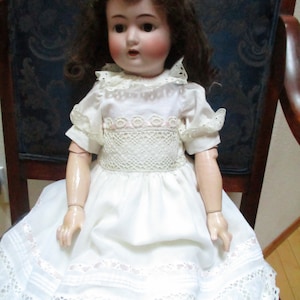 Darling white -- -embroidery  laden  &#39;lawn frock  for 26in.dolls