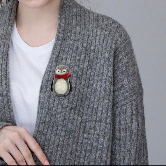 Funny penguin baby big brooch, acrylic brooch pin… - image 3