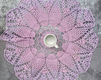 Lilac crocheted tablecloth