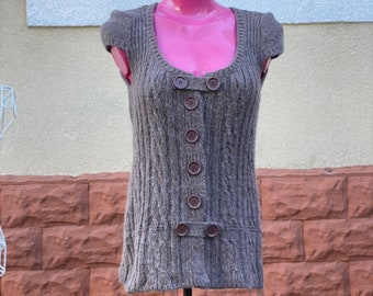 Vintage grey sleeveless blouse, size M