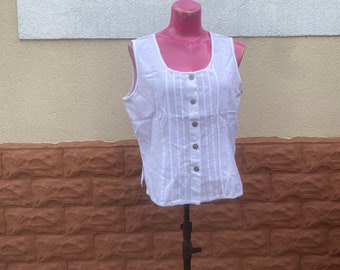 White cotton blouse with metal buttons, size XXL