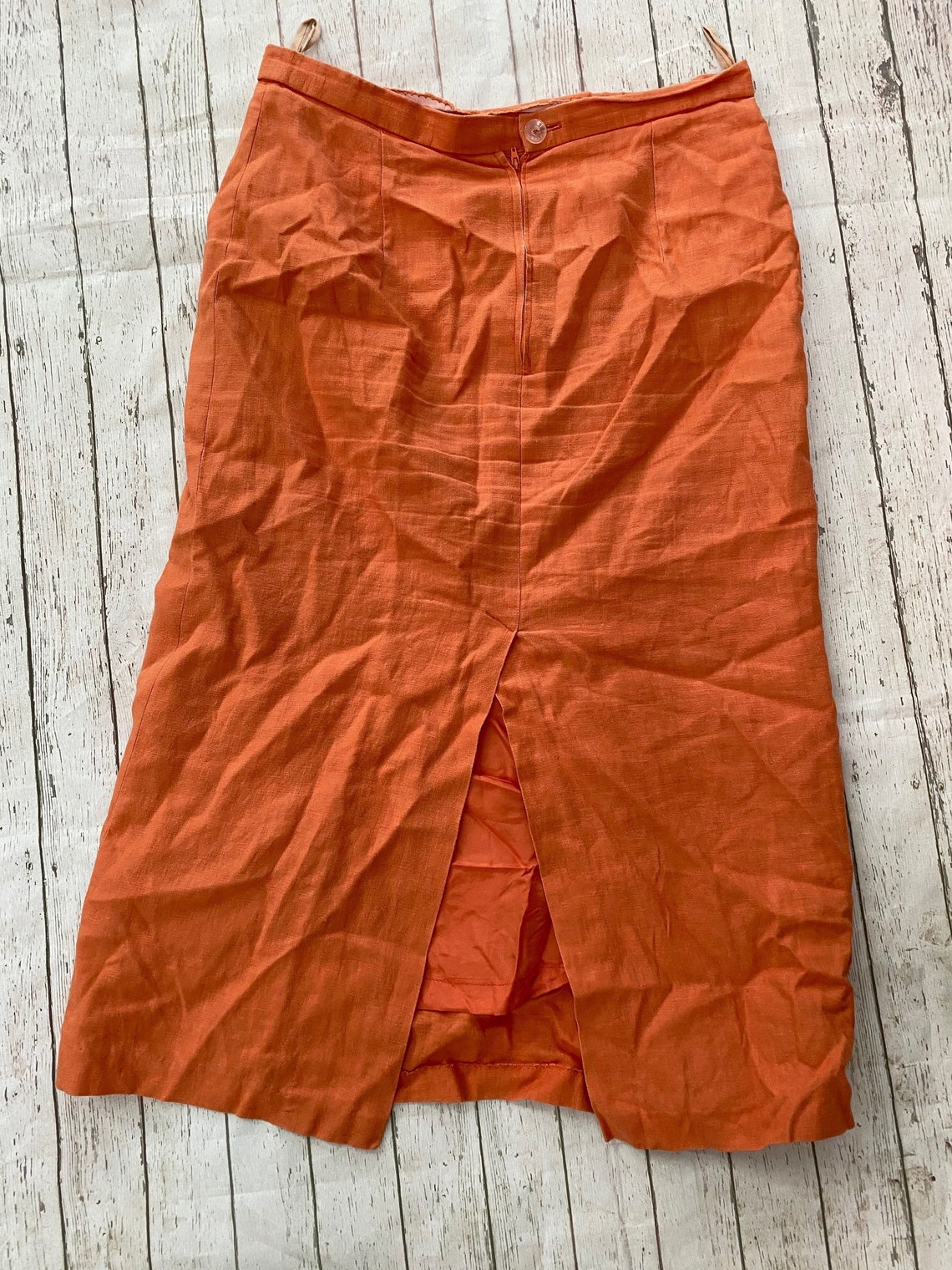 Vintage Summer Orange Linen Long Skirt, Vintage, Size M - Etsy