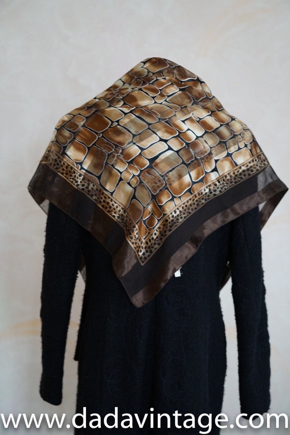 Beige brown abstract spring fall scarf