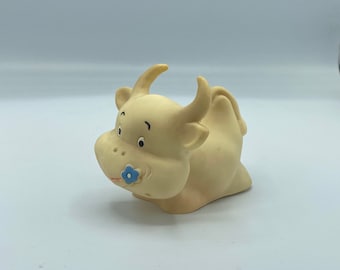 80s soviet russian rubber toy, beige bull, cow