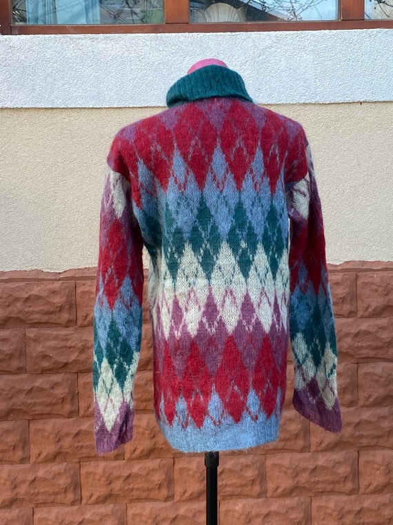 100% angora wool pullover, geometric size L - image 3