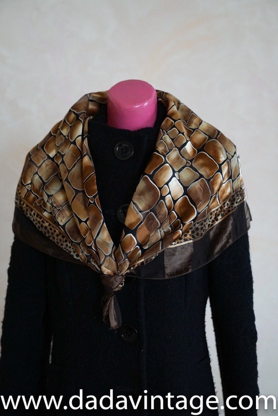 Beige brown abstract spring fall scarf - image 4