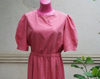 Pink vintage hand sewn dress, size M, long maxi dress, coral color, long, vintage, old, good condition, unique design, size M