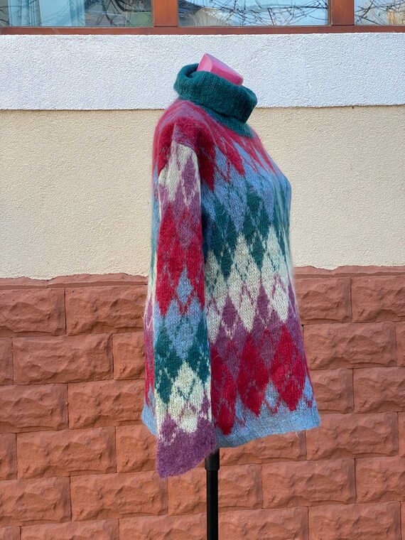 100% angora wool pullover, geometric size L - image 2