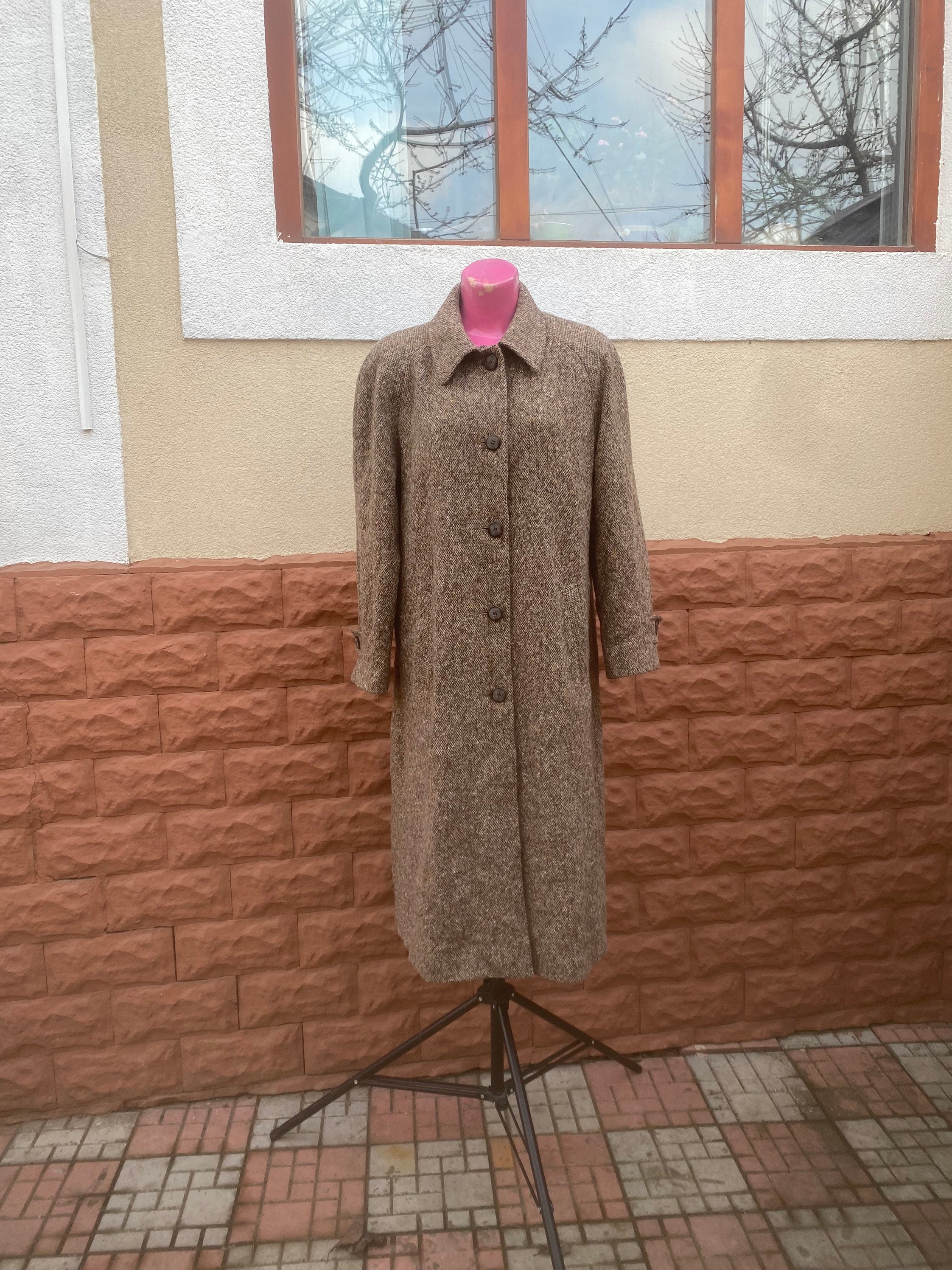 Brown Vintage Woolen Coat, Made in USA Size M 10P Etsy