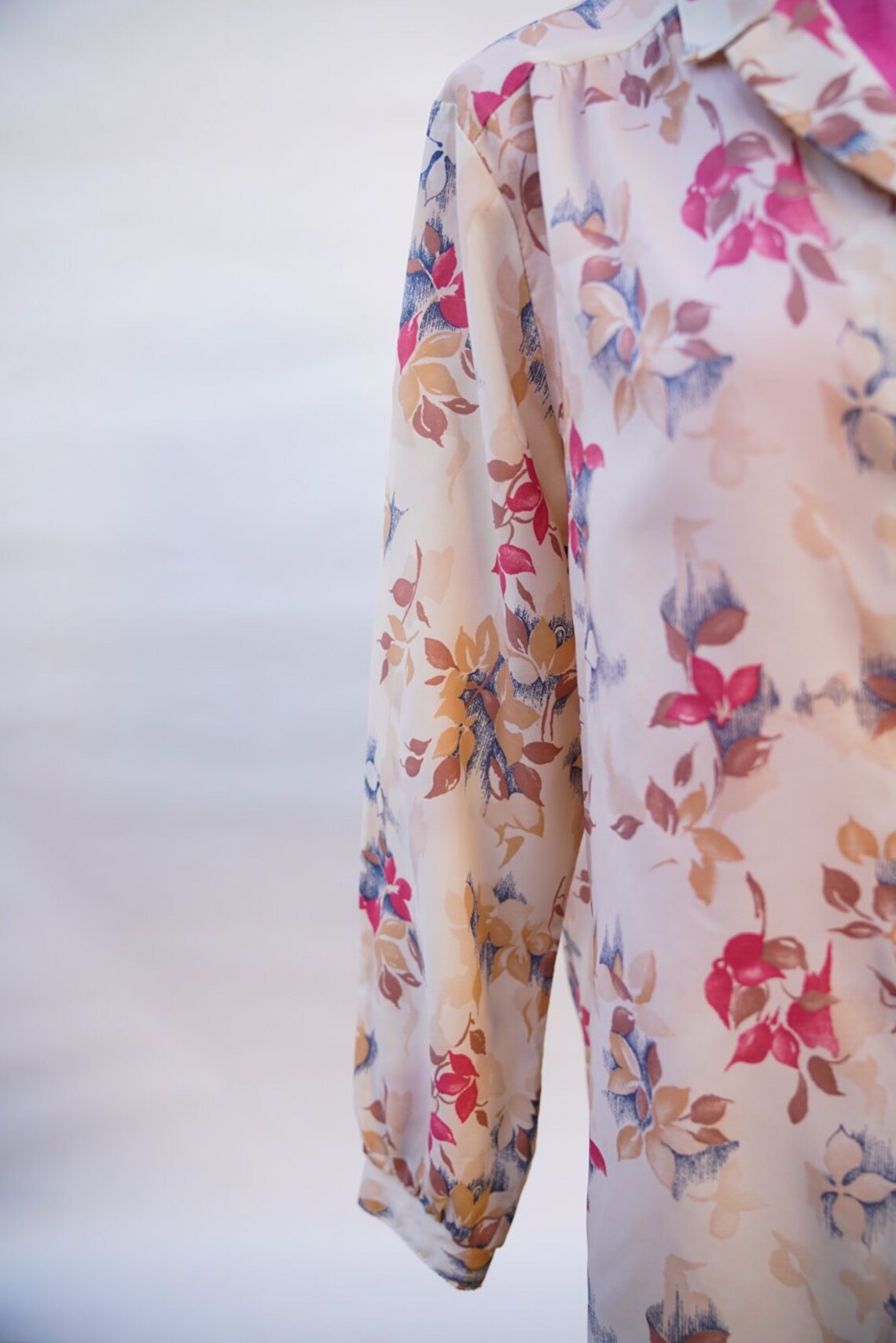 Vintage Pink Elegant Floral Blouse , Size M Etsy