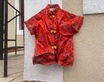 Vintage chinese red blouse for kids