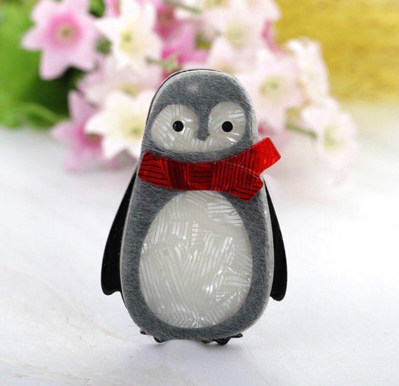 Funny penguin baby big brooch, acrylic brooch pin… - image 1