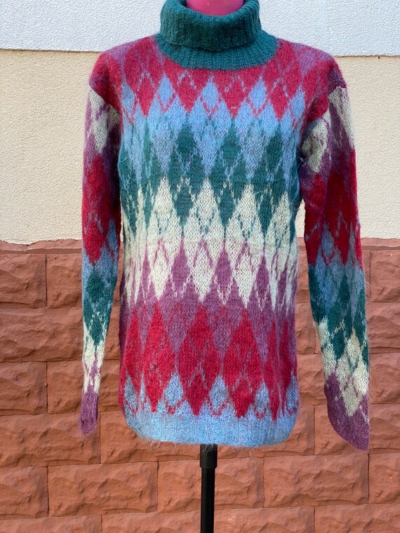 100% angora wool pullover, geometric size L - image 4