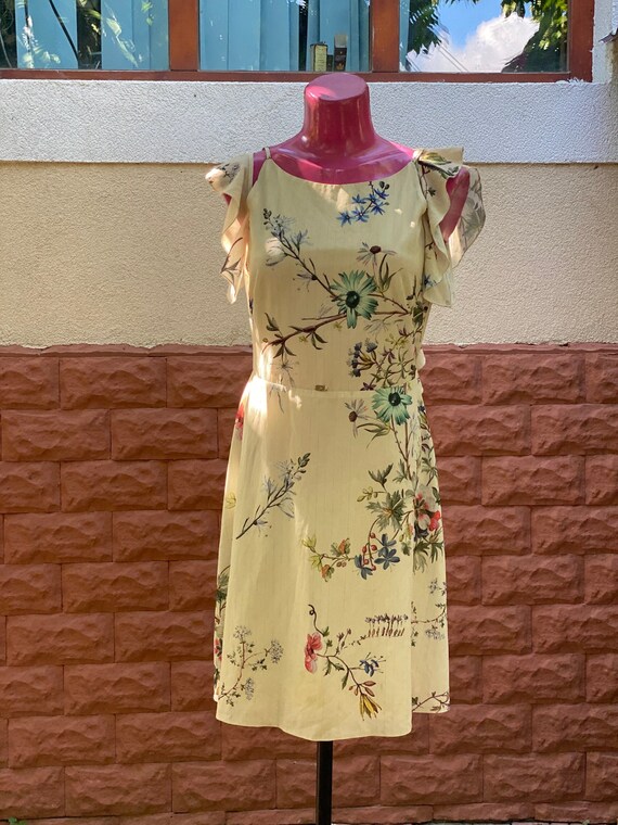 Yellow Vintage Summer Floral Dress 
