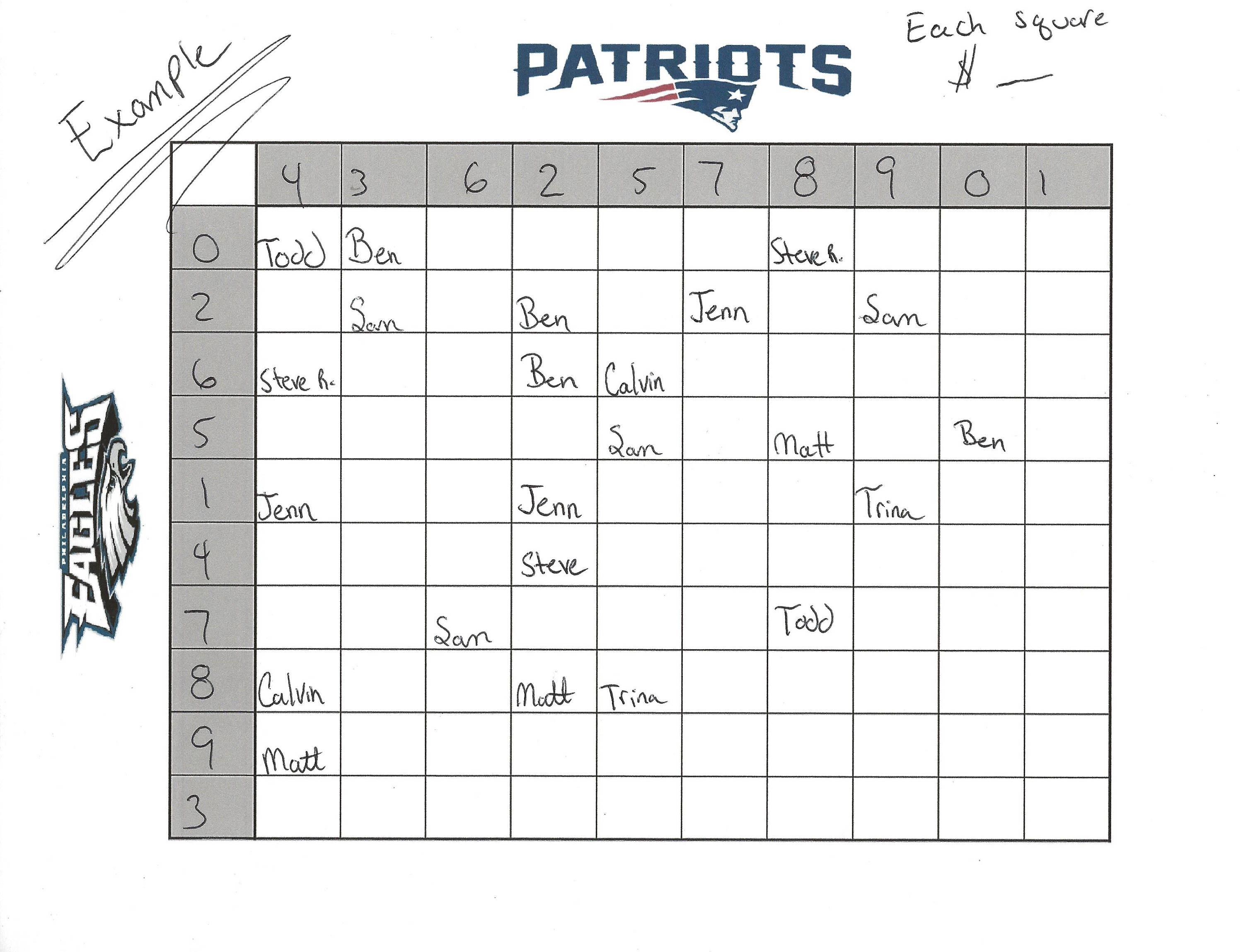 Printable 100 Square Nfl Pool Grid Template. Perfect for the Super Bowl
