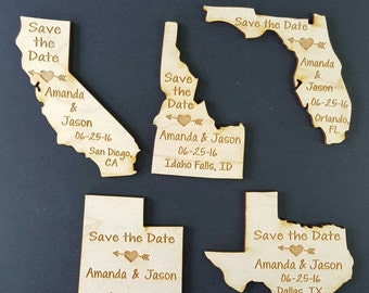 State Save the Date Qty30-50 Wedding Favors, State Magnets - Bride, Groom, Gift, Save the Date, Rustic, Custom, United States Magnets