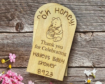 Oh Honey! Winnie the Pooh Qty 30- 50 Baby Invitations/Favors, Baby Shower Magnets