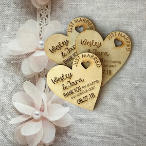 Corazón con corazón cortado Cantidad 30-50 Gracias favores de boda, imán de favor de boda de 3", novia, novio, regalo, guardar la fecha