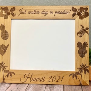 Hawaii Picture Frame 8x10 Vacation  Custom Laser Engraved Frame