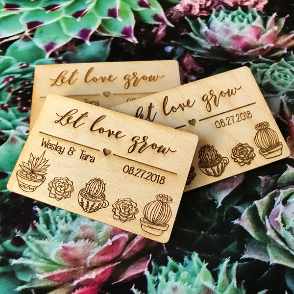 Succulent Plant Qty30-50 Wedding Favors, 3" Wedding Favor Magnet, Bride, Groom, Gift, Save the Date