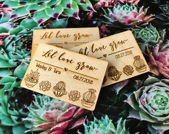 Succulent Plant Qty 10-25 Wedding Favors, 3" Wedding Favor Magnet, Bride, Groom, Gift, Save the Date