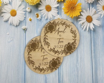 Sunflower Wreath Qty30-50 Wedding Favors, Sunflower Wedding, Laurel Wreath Favors