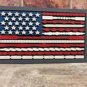 USA Flag sign with cutouts, unfinished wood cutouts ready for you to paint