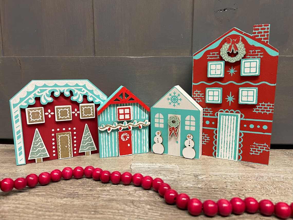 Christmas Village House Cutouts Unfinished Sign Ready for You - Etsy