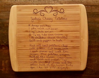 Bamboo Cutting Board, 13.5 x 11.5 Top Quality Bamboo Cutting Board, Recipe Cutting Board, Grandma Gift, Mother, Aunt