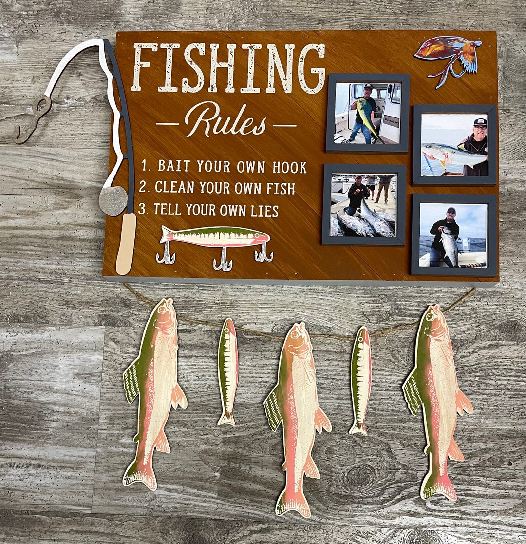 Fishing Rules, Fishing Cutouts Only, Unpainted Wooden Cutouts
