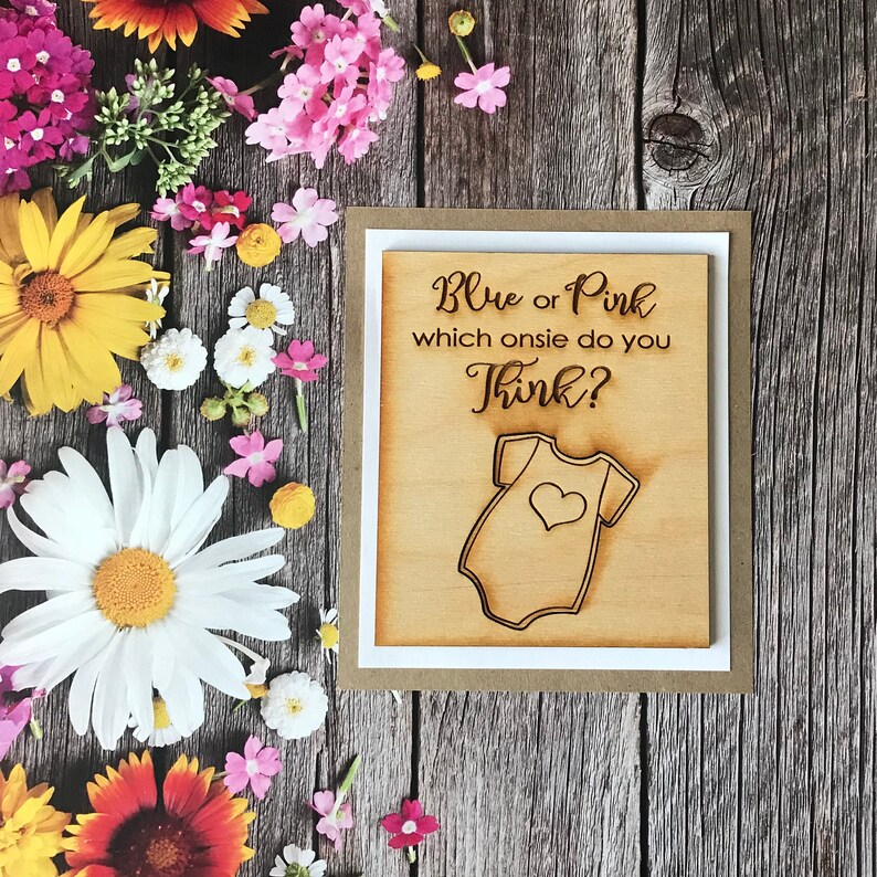 Qty 10 It/'s A Girl Blue or Pink Which Onsie Do You Think? Baby Announcement and Envelope Gender Reveal Baby Announcement Magnets