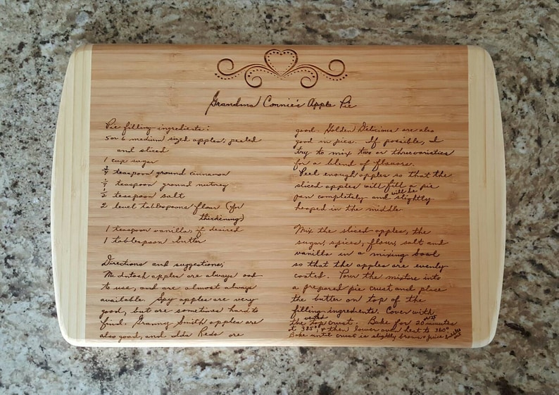 Personalized Cutting Board, 18 x 12 Large Top Quality Bamboo Cutting Board, Recipe Cutting Board, Grandma Gift, Mother, Aunt image 2