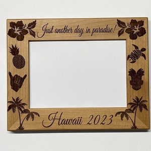 Hawaii Picture Frame 5x7 Vacation Custom Laser Engraved Frame image 2