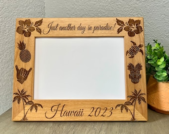 Hawaii Picture Frame 5x7 Vacation  Custom Laser Engraved Frame