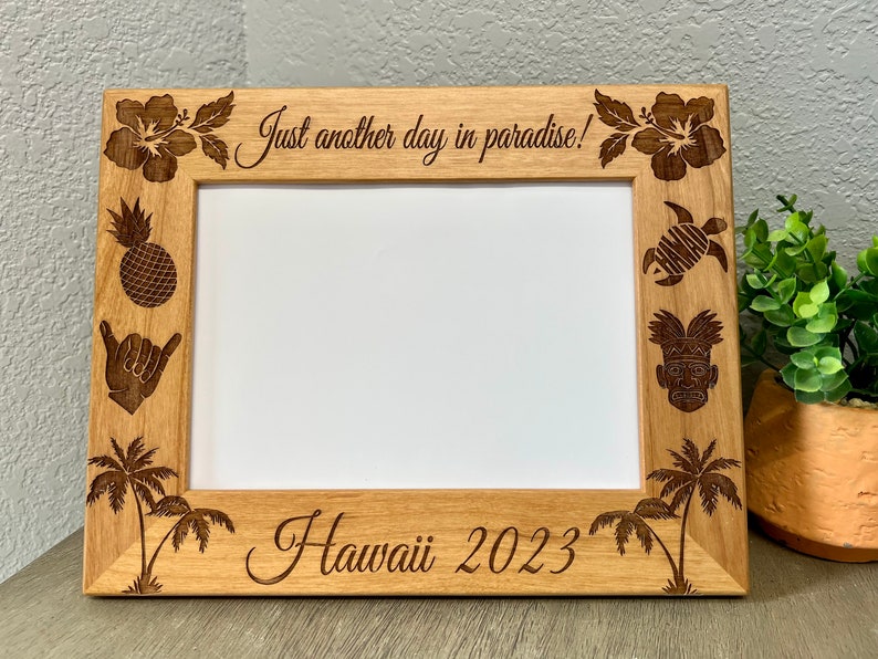 Hawaii Picture Frame 5x7 Vacation Custom Laser Engraved Frame image 1